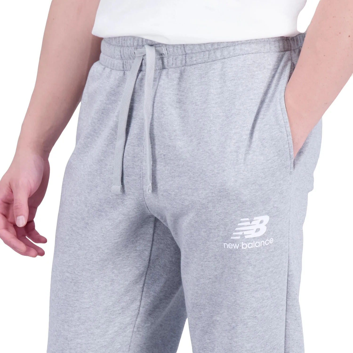 New Balance Men Essentials Stacked Logo French Terry Sweatpant Athletic Grey MP31539-AG