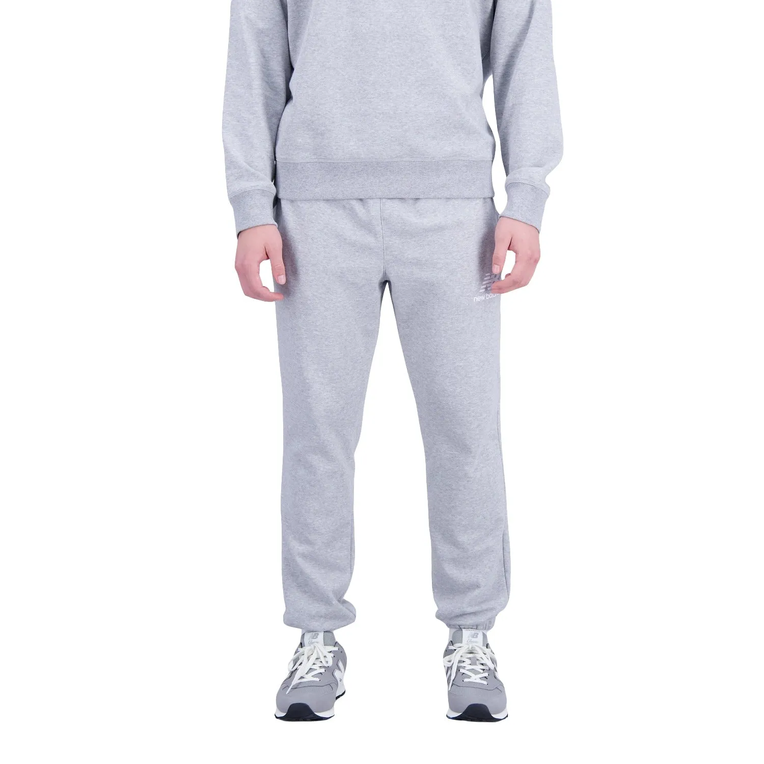 New Balance Men Essentials Stacked Logo French Terry Sweatpant Athletic Grey MP31539-AG