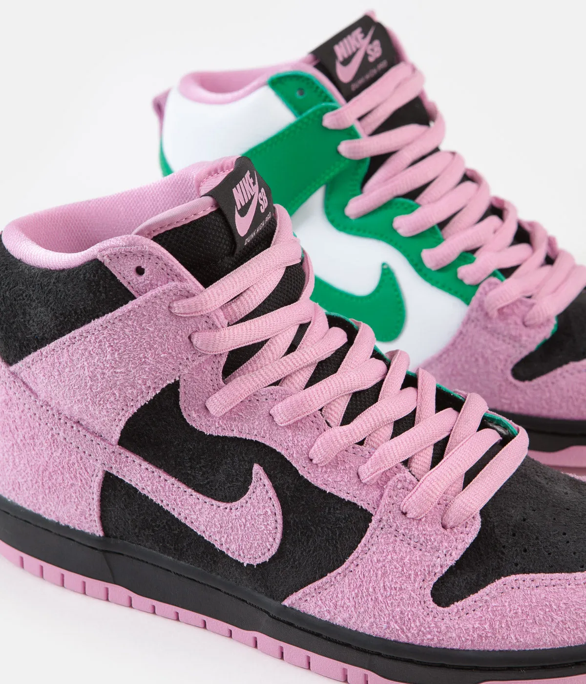 Nike SB Invert Dunk High Pro Premium Shoes - Black / Pink Rise - Lucky Green - White