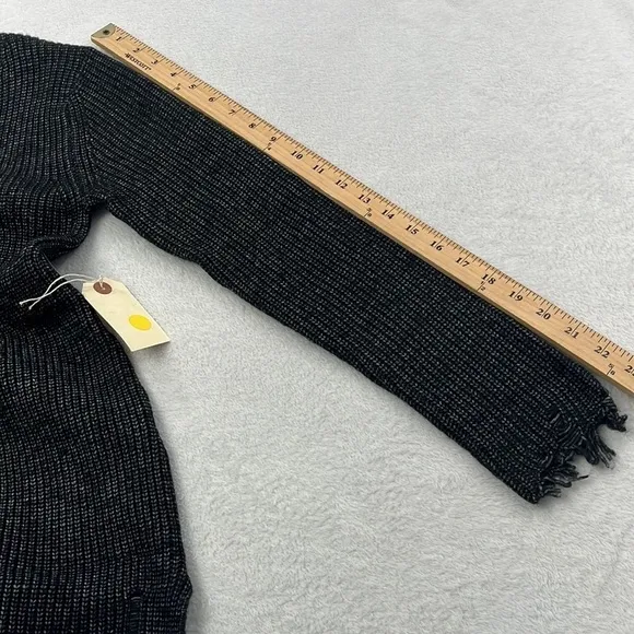 NWOT Stitches &amp; Stripes XS Distressed Charcoal Black V Neck Sweater