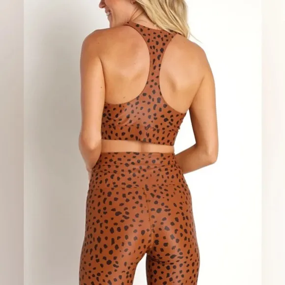 NWT Beach Riot Twist Front Spotted Sports Bra in Brown/Black Size S