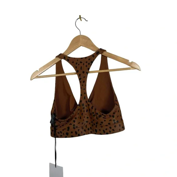 NWT Beach Riot Twist Front Spotted Sports Bra in Brown/Black Size S