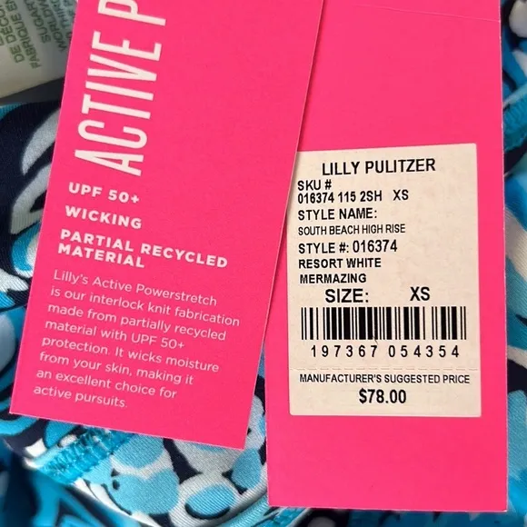 NWT Lilly Pulitzer South Beach High Rise Luxletic Athletic Shorts - XS