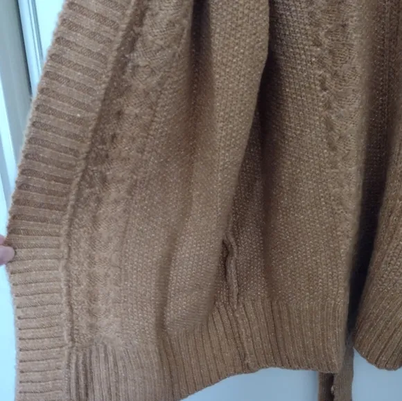 NWT Scoop caramel color long open cardigan with fringe size large