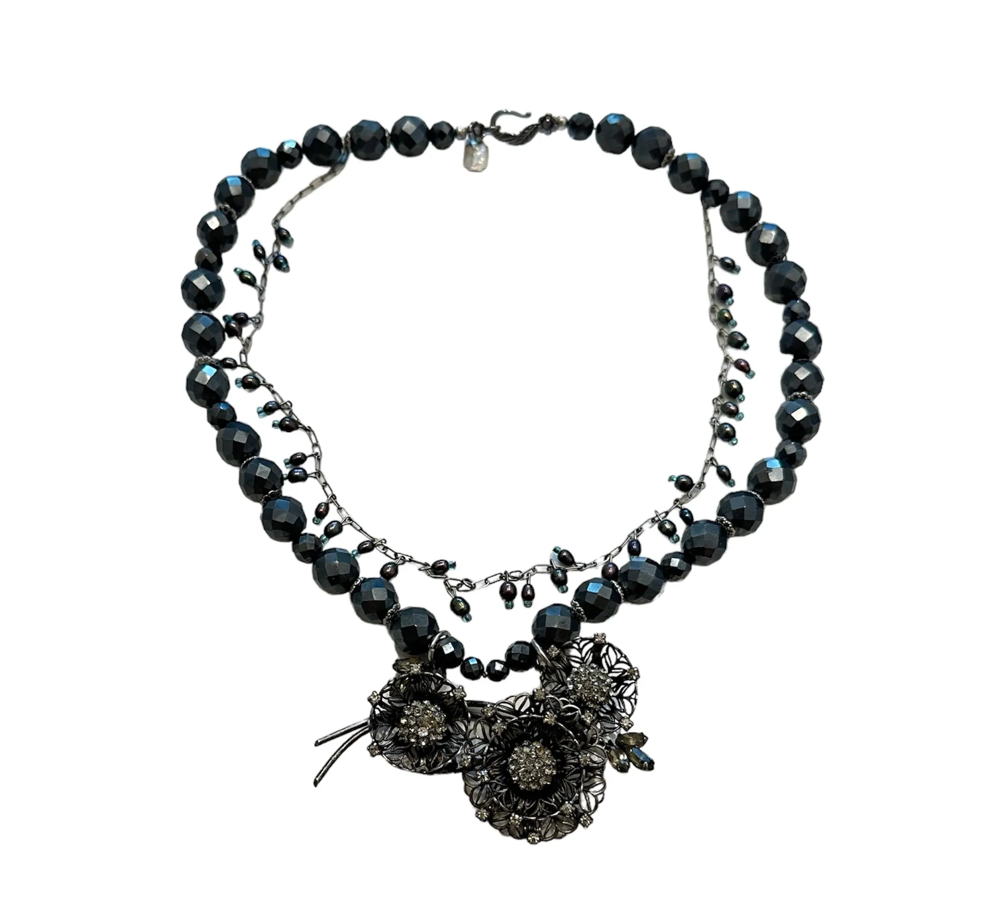 One-Of-A-Kind Vintage Hematite Filigree Necklace