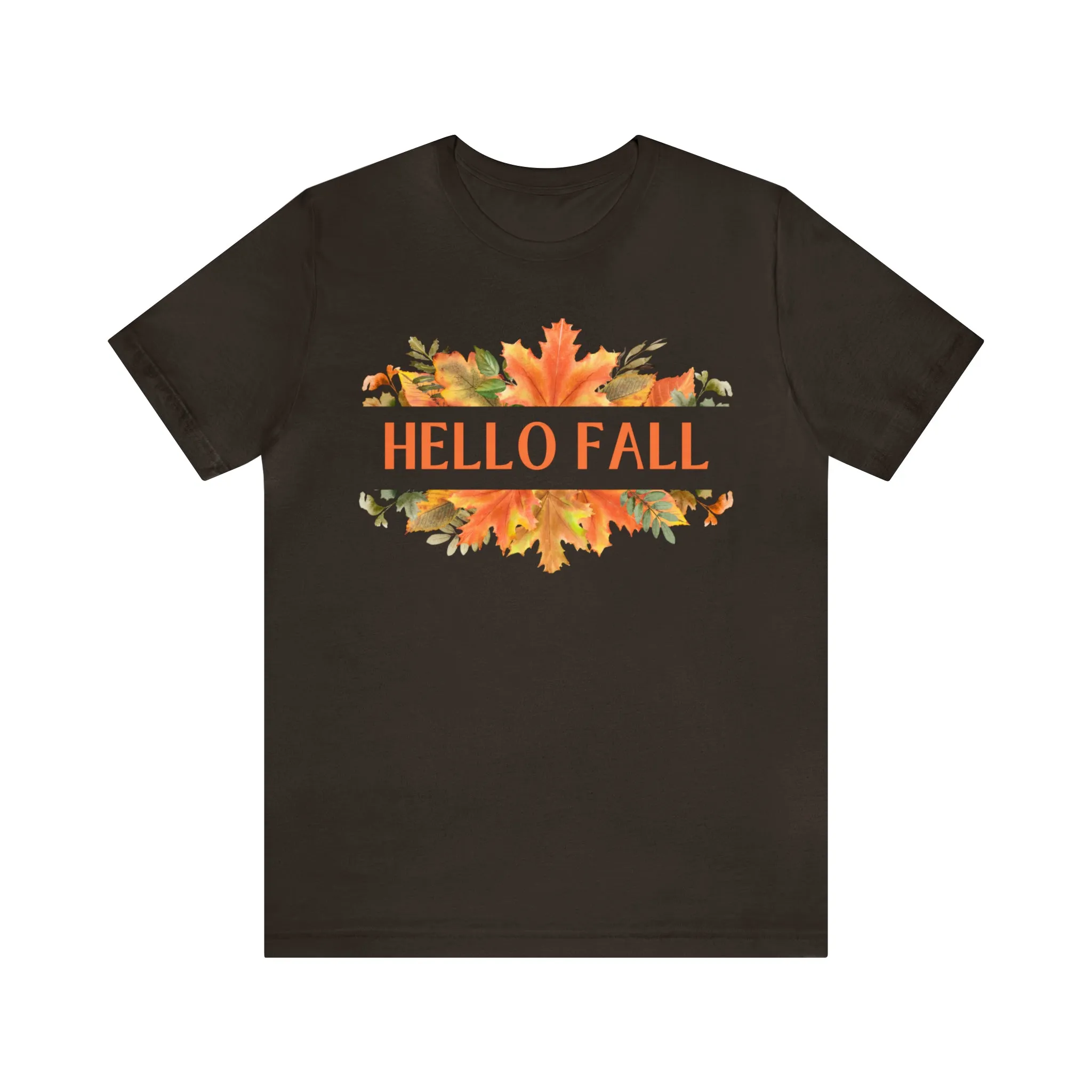Orange Leaves Hello Fall T-Shirt | Fall  Tee |  Bella Canvas 3001 Unisex |  Thanksgiving Season Short Sleeve Tshirt