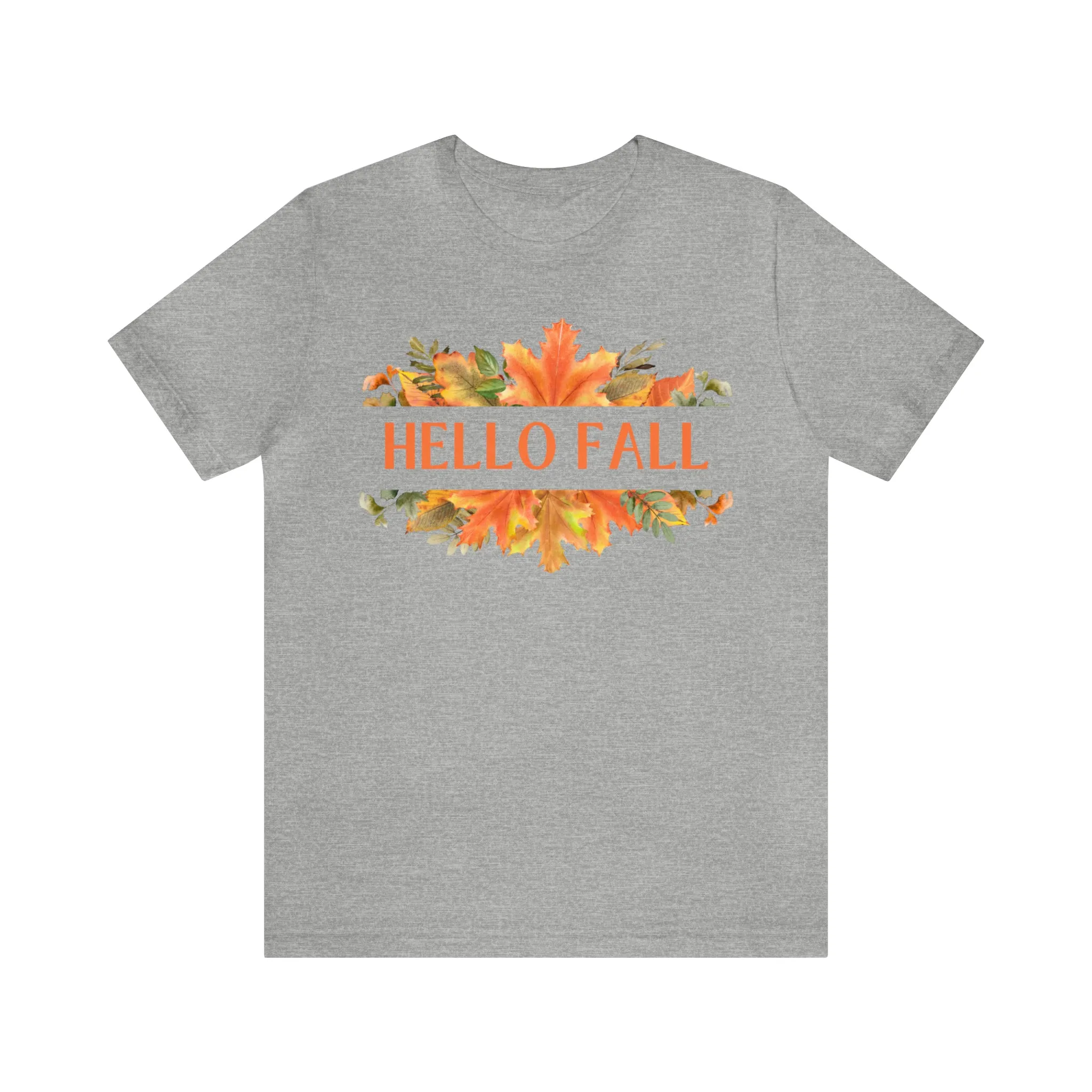 Orange Leaves Hello Fall T-Shirt | Fall  Tee |  Bella Canvas 3001 Unisex |  Thanksgiving Season Short Sleeve Tshirt