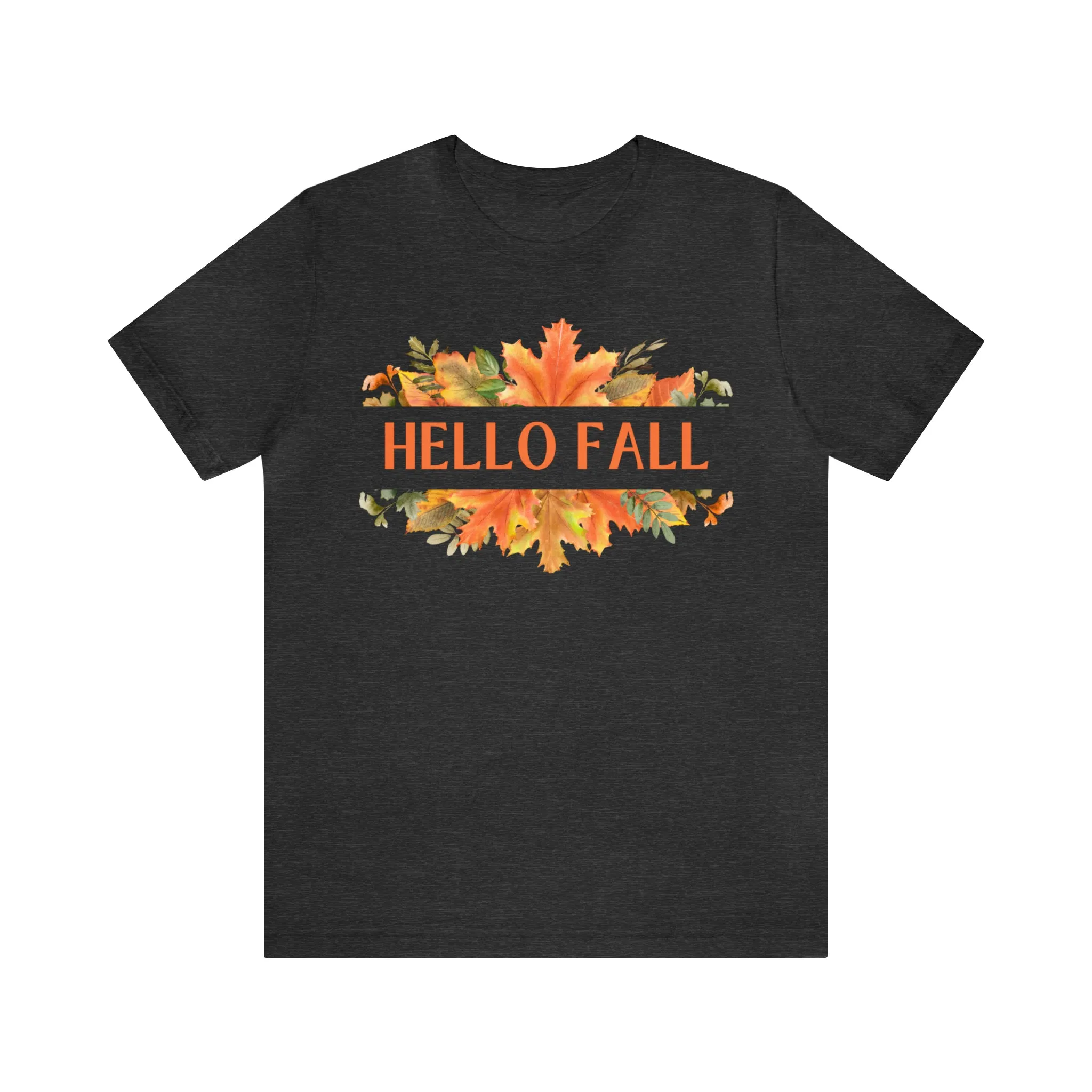 Orange Leaves Hello Fall T-Shirt | Fall  Tee |  Bella Canvas 3001 Unisex |  Thanksgiving Season Short Sleeve Tshirt