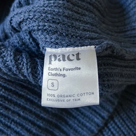 Pact Fisherman Knit Tie-back Ribbed V-Neck Blue Sweater NWOT