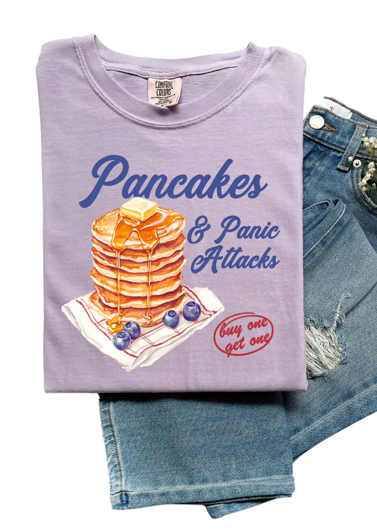 Pancakes & Panic Attacks – Relatable Breakfast Comfort Colors T-Shirt
