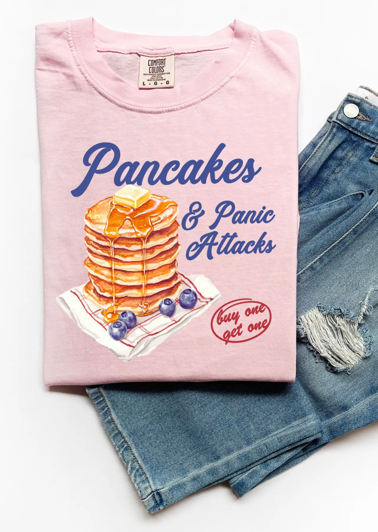 Pancakes & Panic Attacks – Relatable Breakfast Comfort Colors T-Shirt