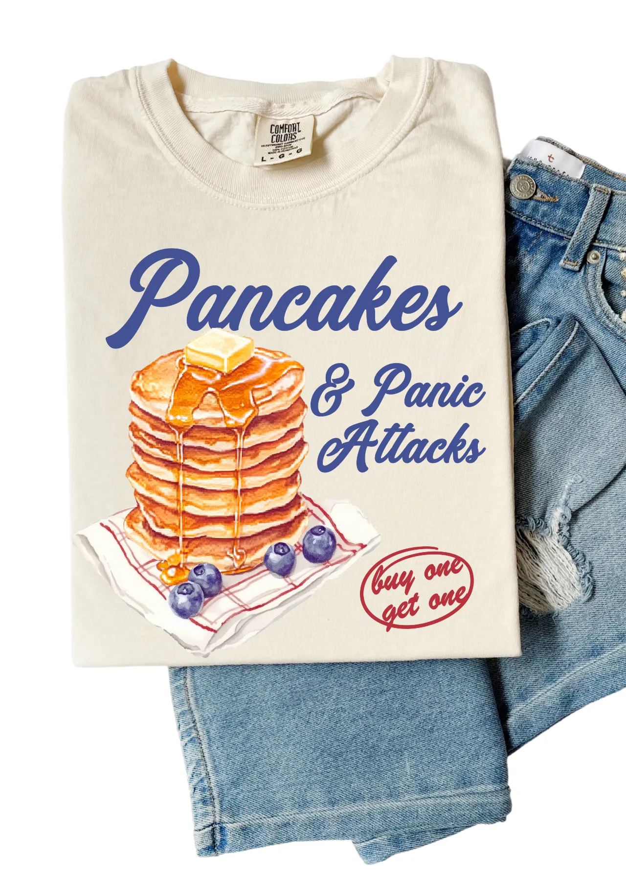 Pancakes & Panic Attacks – Relatable Breakfast Comfort Colors T-Shirt