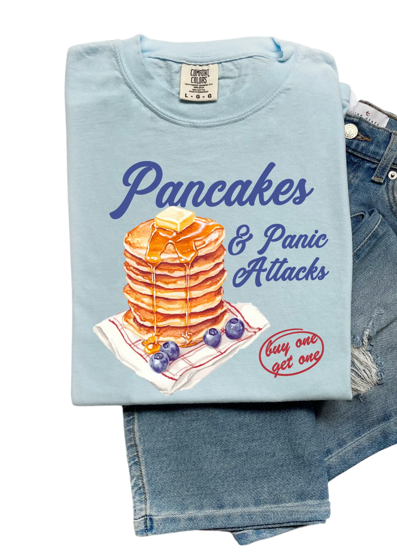 Pancakes & Panic Attacks – Relatable Breakfast Comfort Colors T-Shirt