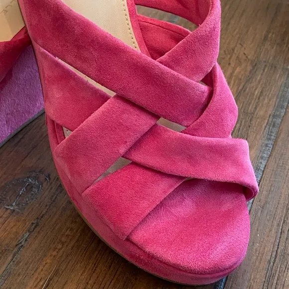 Pelle Moda Wilona Wedge Pink Suede Platform Slip-On Size 7.5 NWT