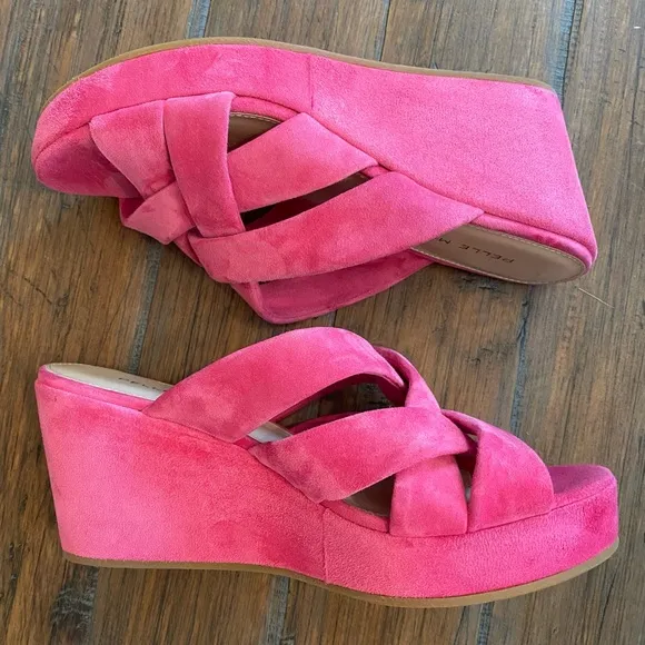 Pelle Moda Wilona Wedge Pink Suede Platform Slip-On Size 7.5 NWT