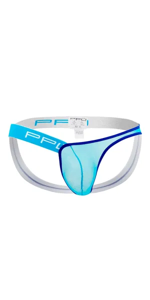 Ppu 2308 One Side Mesh Jockstrap Turquoise