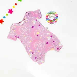 Ready To Ship 0-3M Pink I Love You Envelope Shoulder Shortie Rompers