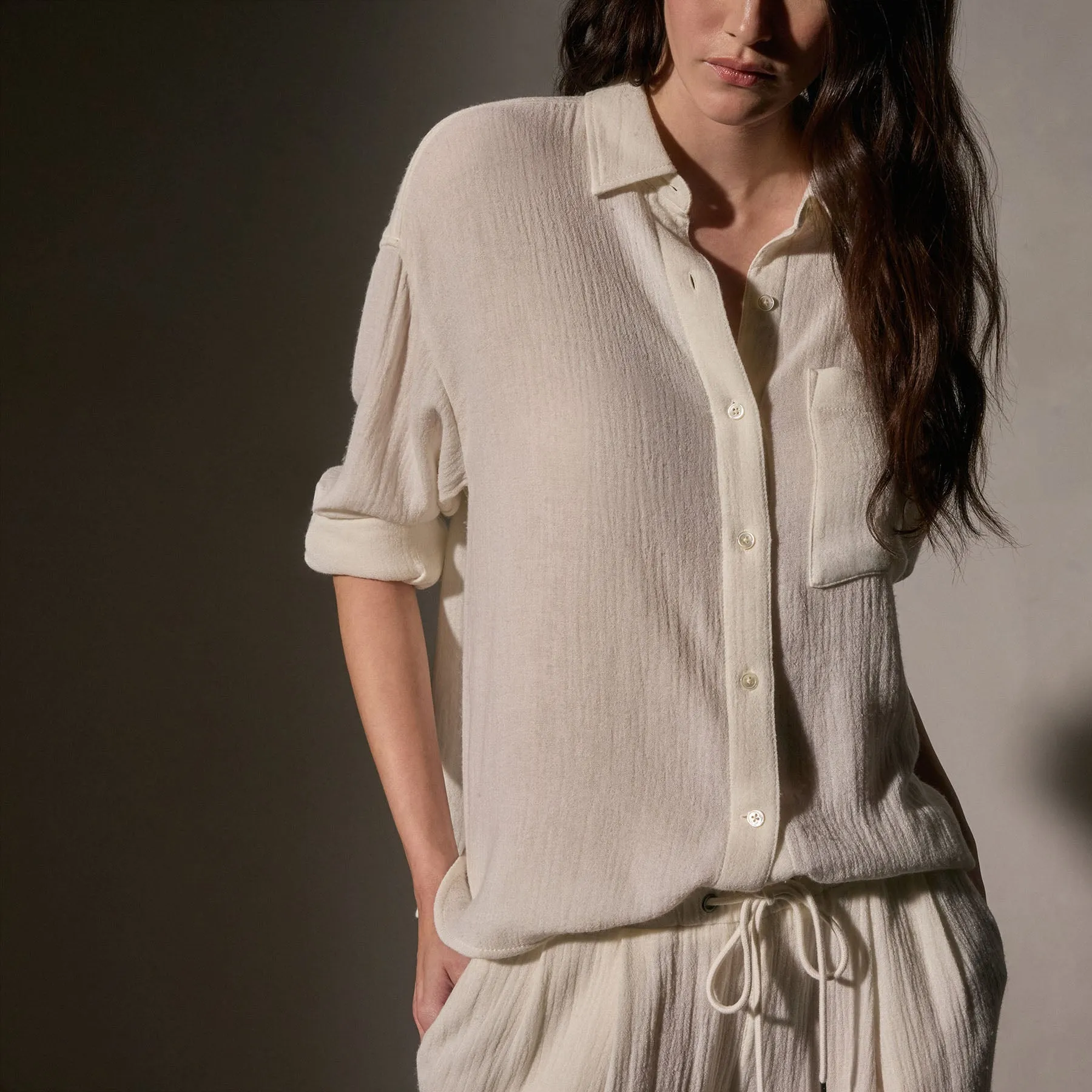 Relaxed Wool Blend Shirt - Ivory