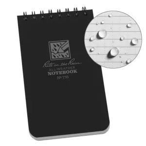 Rite in the Rain No735 Top Spiral 3x5 Notebook Universal Black