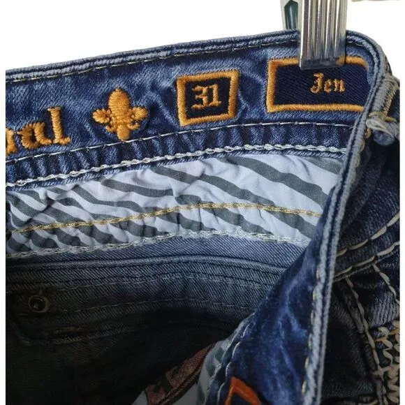 Rock Revival Women's Jen Straight Studded Rhinestone Denim Jeans Size 31 NEW