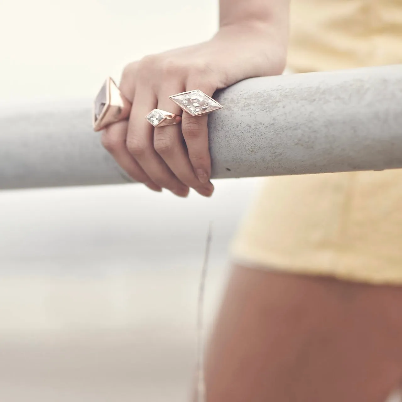 S Reflection Horizontal Ring - Pinkgold
