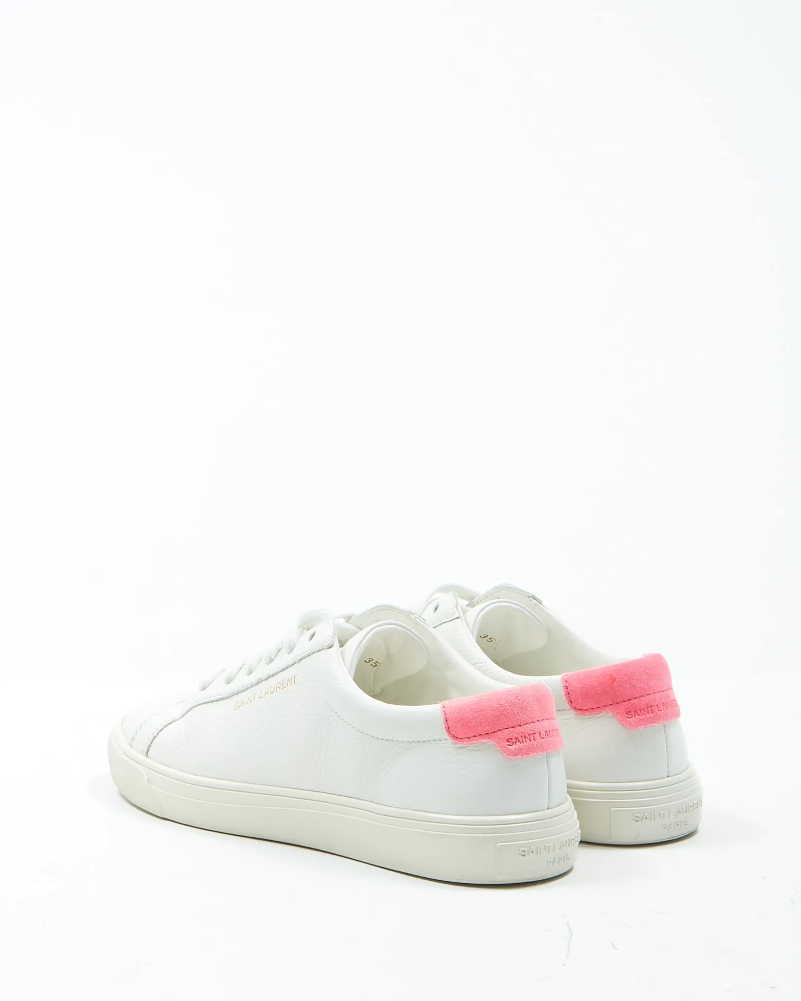 Saint Laurent White Leather Andy Low Top SL Sneaker - 35