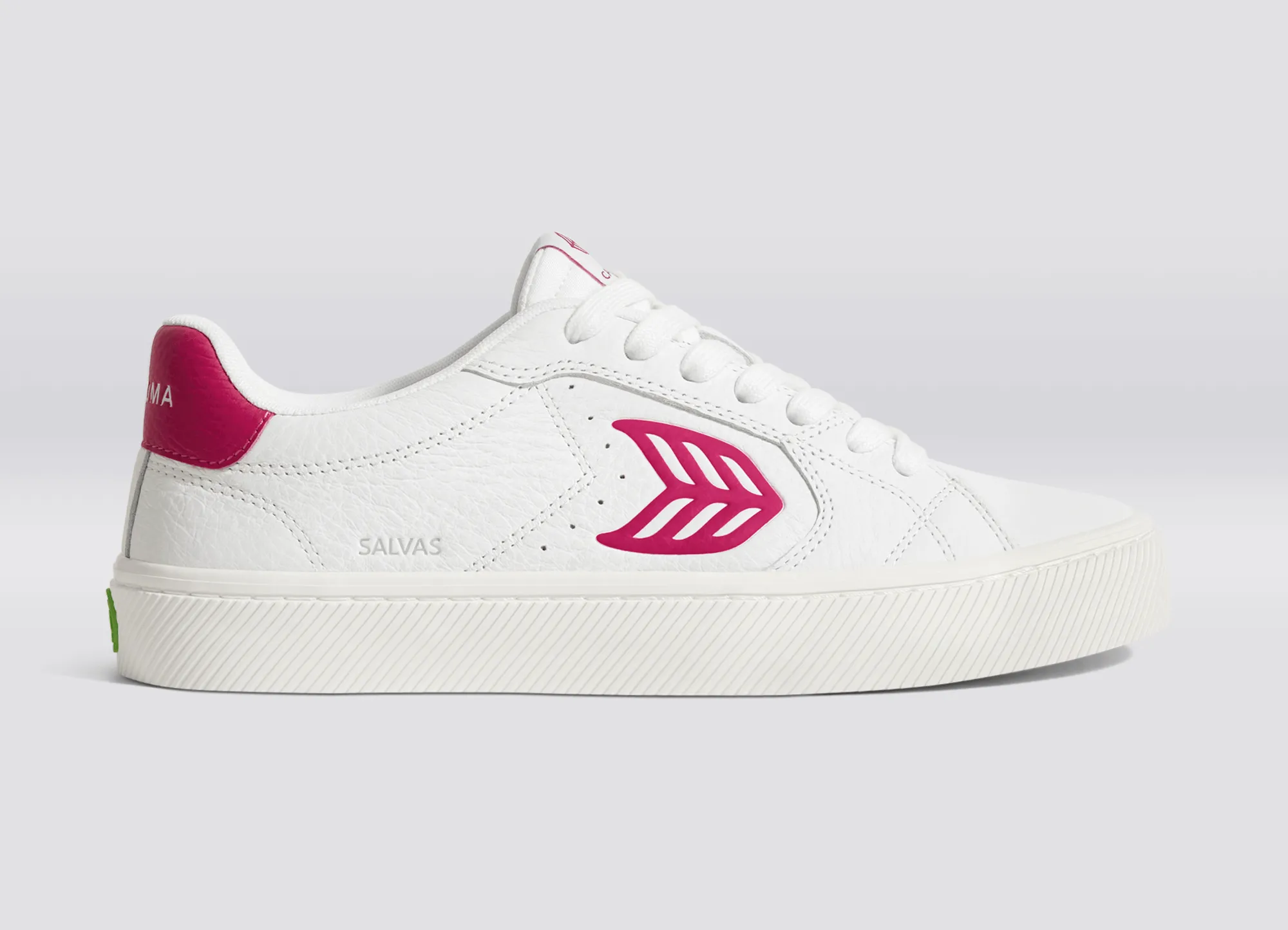 SALVAS White Premium Leather Jazzy Pink Logo Sneaker Women