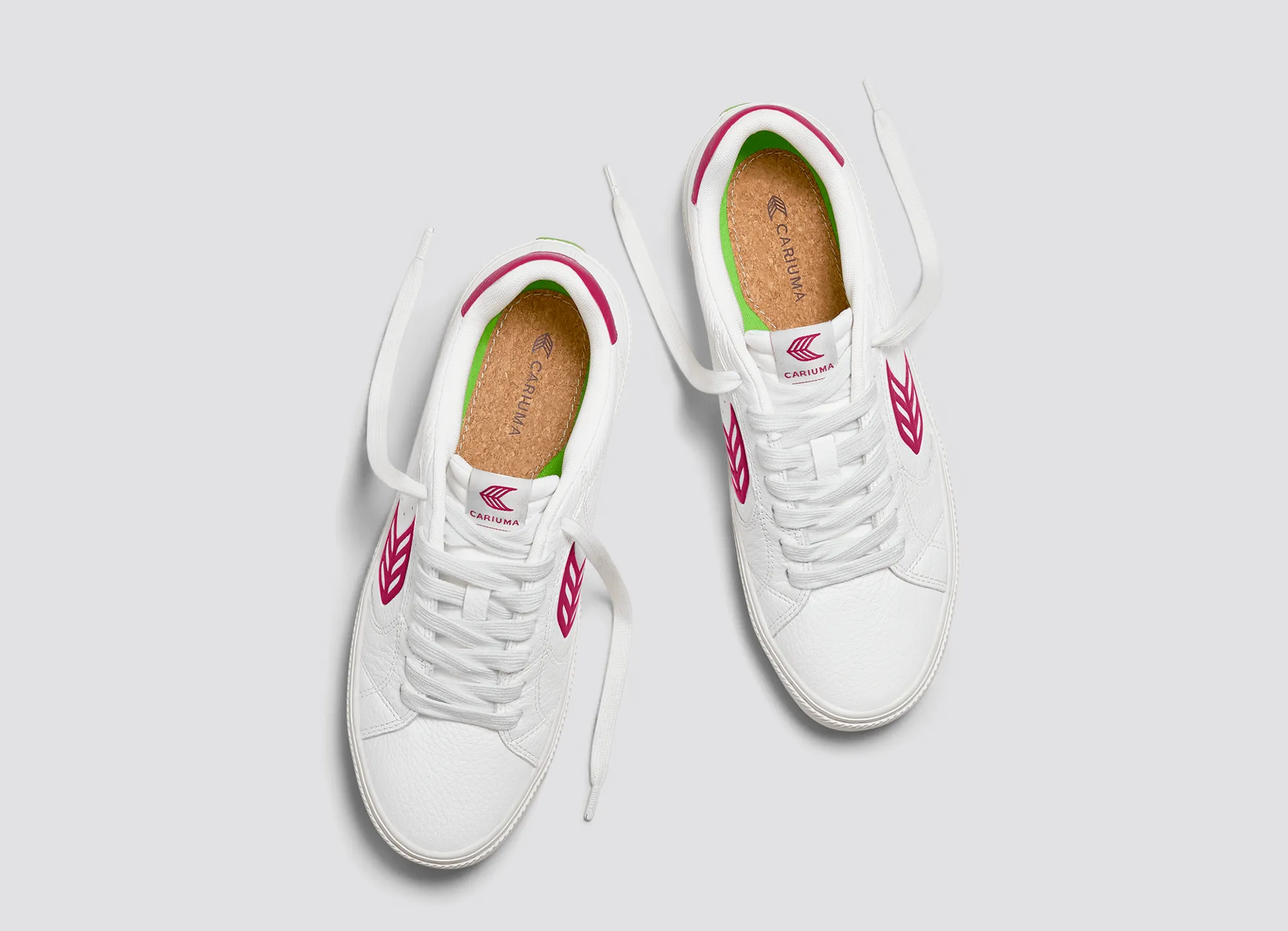 SALVAS White Premium Leather Jazzy Pink Logo Sneaker Women