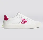 SALVAS White Premium Leather Jazzy Pink Logo Sneaker Women