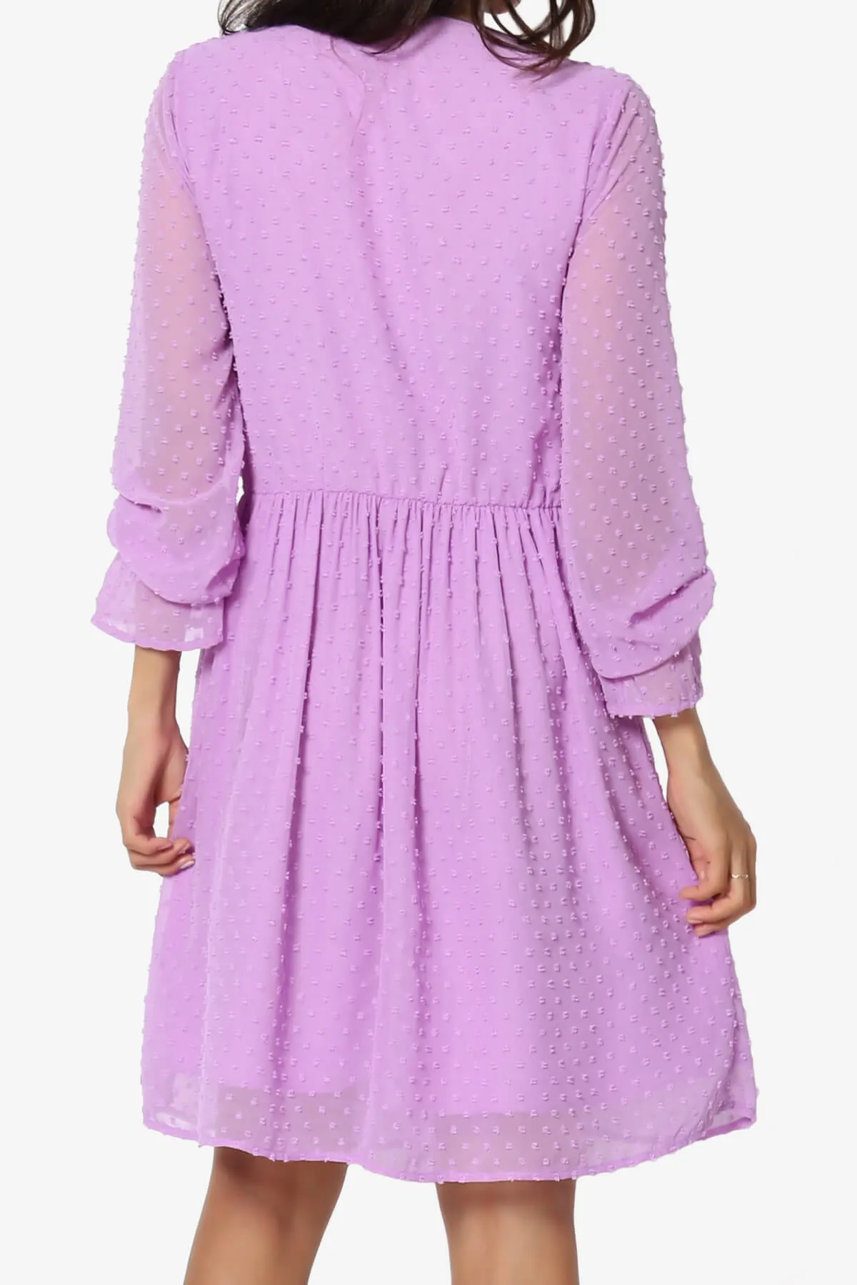 Sandra Swiss Dot Long Sleeve V-Neck Dress