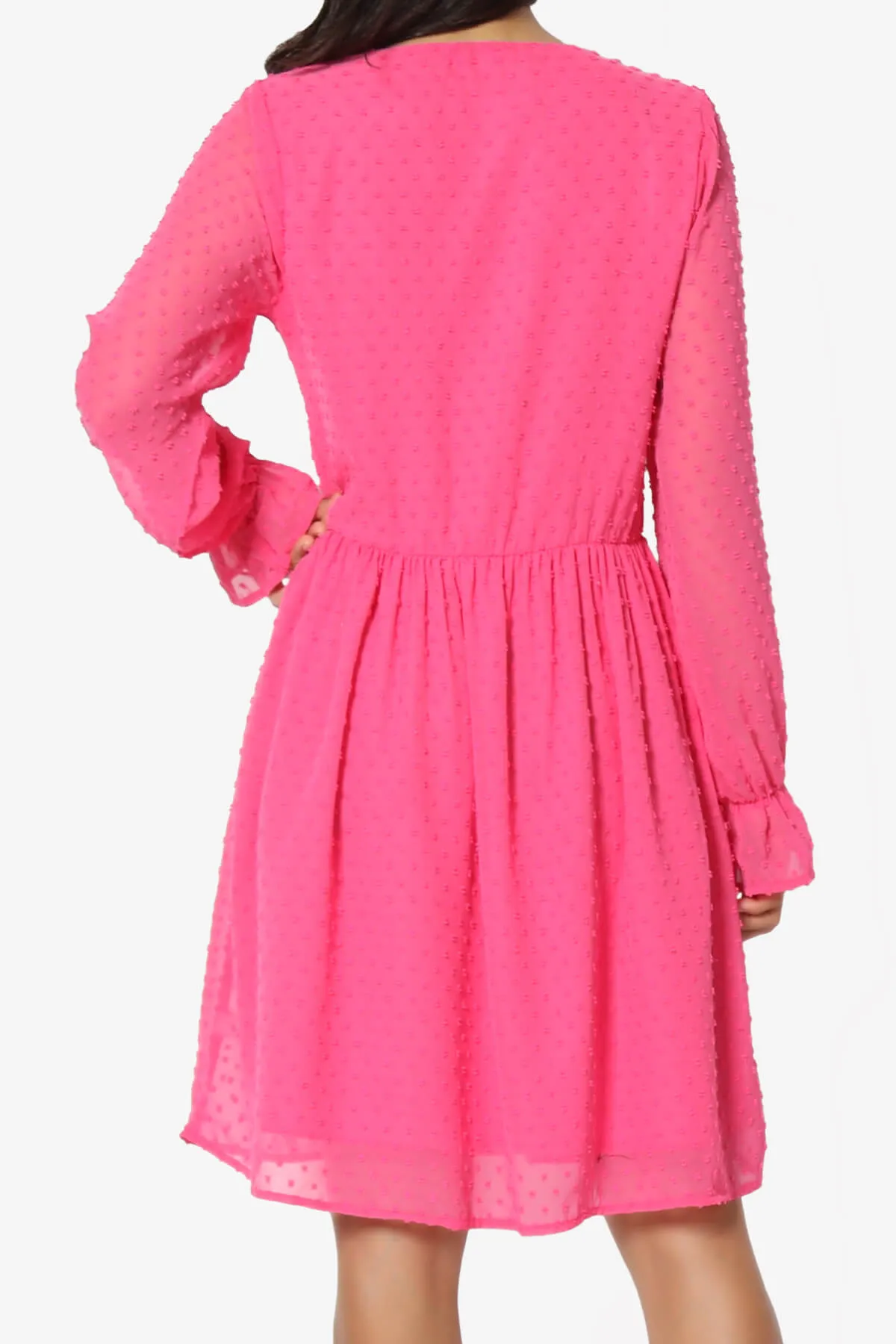 Sandra Swiss Dot Long Sleeve V-Neck Dress