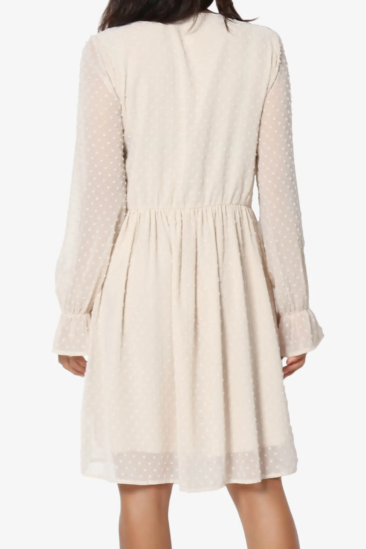 Sandra Swiss Dot Long Sleeve V-Neck Dress