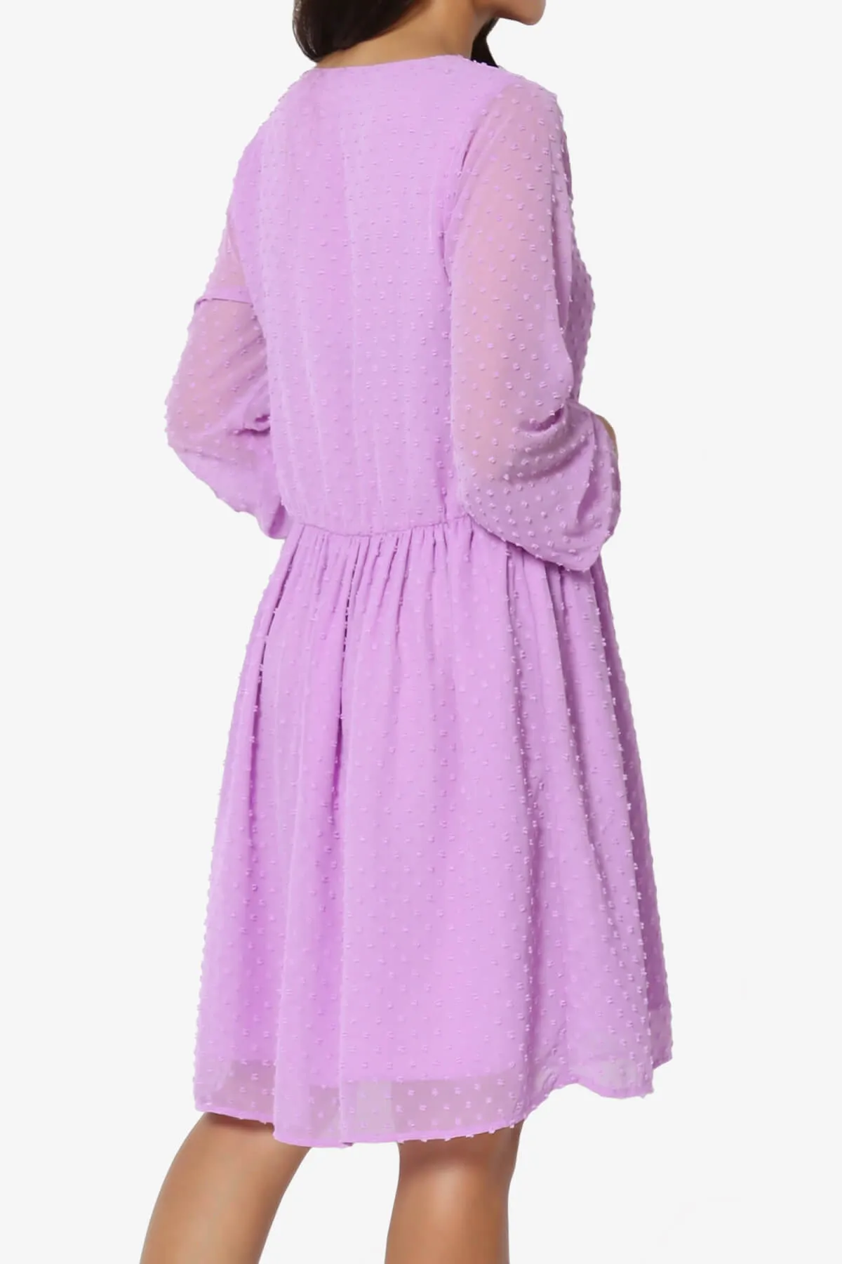 Sandra Swiss Dot Long Sleeve V-Neck Dress