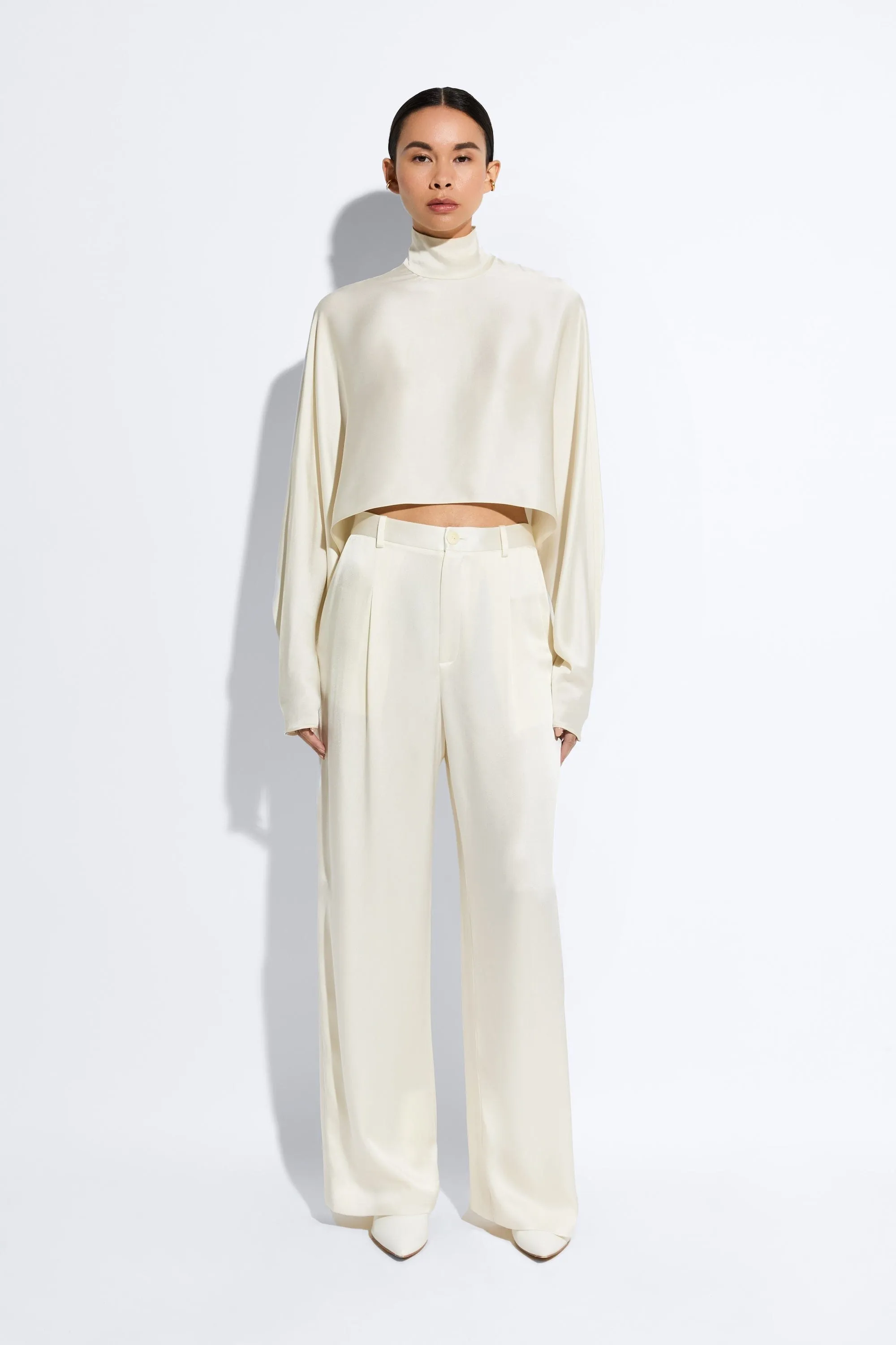 Satin Relaxed Pleated Pant