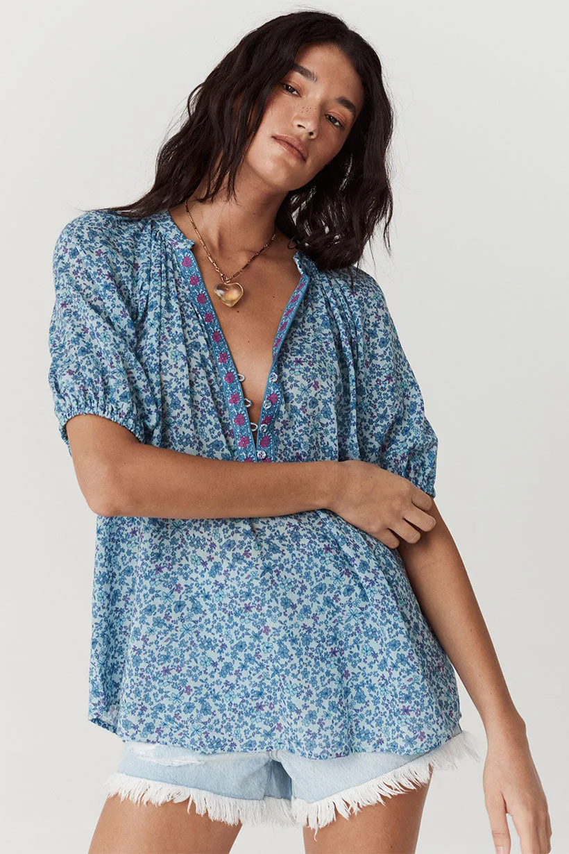 Spell - Love Jetty Short Sleeve Blouse (Blue Nirvana)