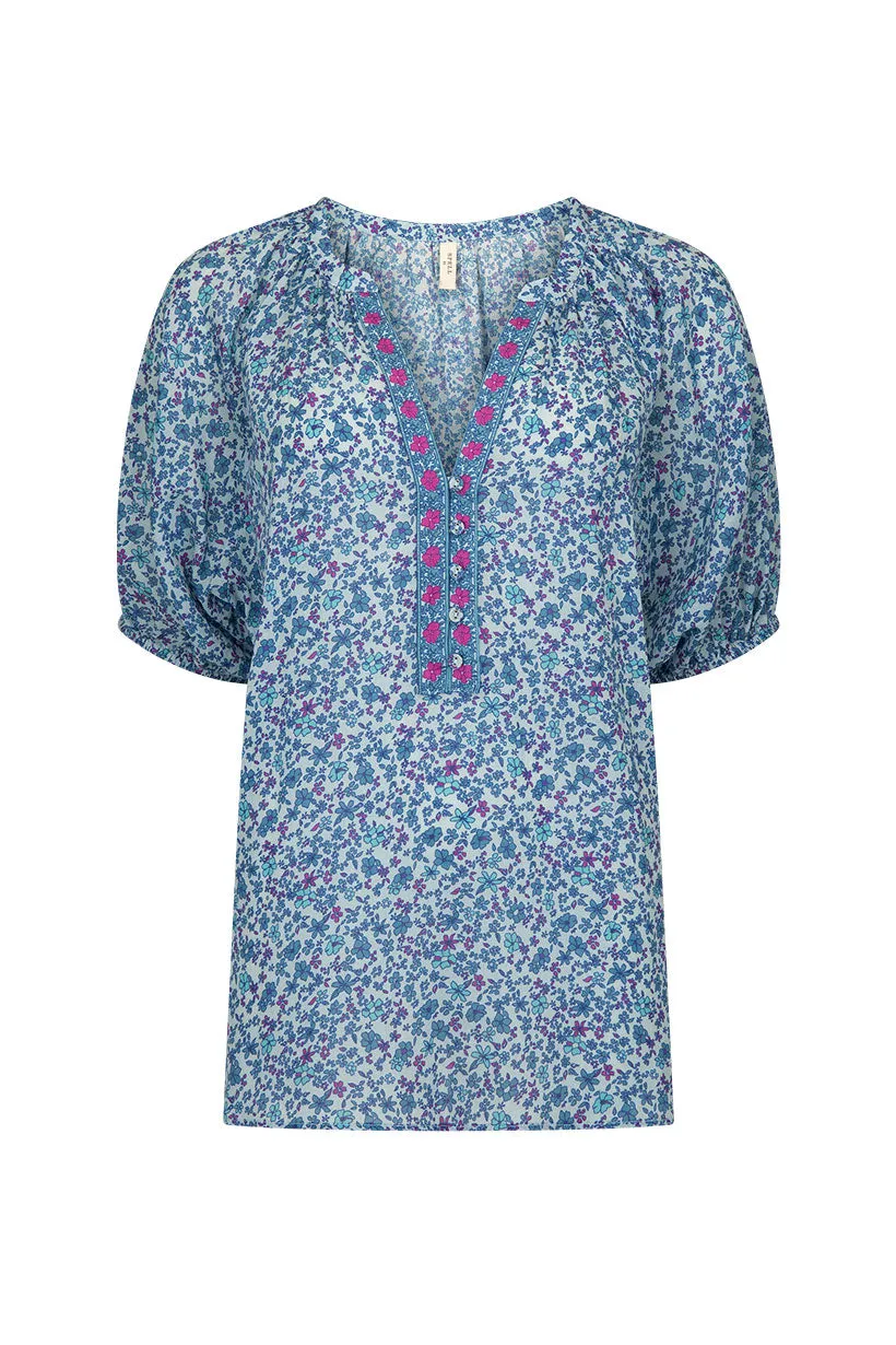 Spell - Love Jetty Short Sleeve Blouse (Blue Nirvana)
