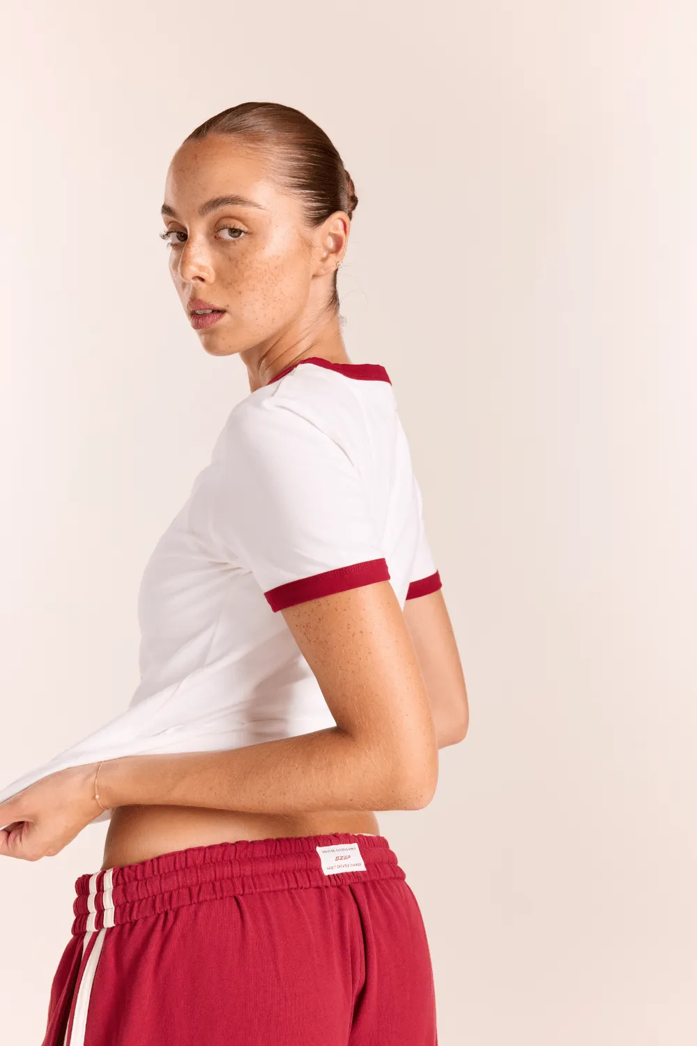 Sport Tennis Ringer Tee - White/Burgundy