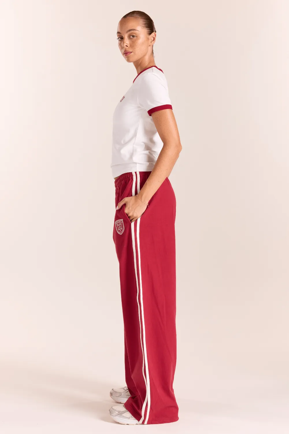 Sport Tennis Ringer Tee - White/Burgundy
