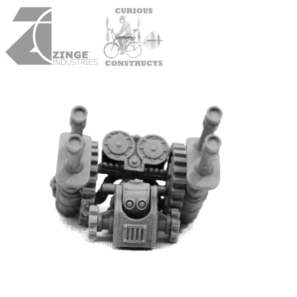 Steampunk Mobile Gun Platform and Guns Field Battery (3 Platforms and 3 Guns of a Kind) - Various