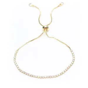 Tennis CZ  Pave' Adjustable Bracelet 18K