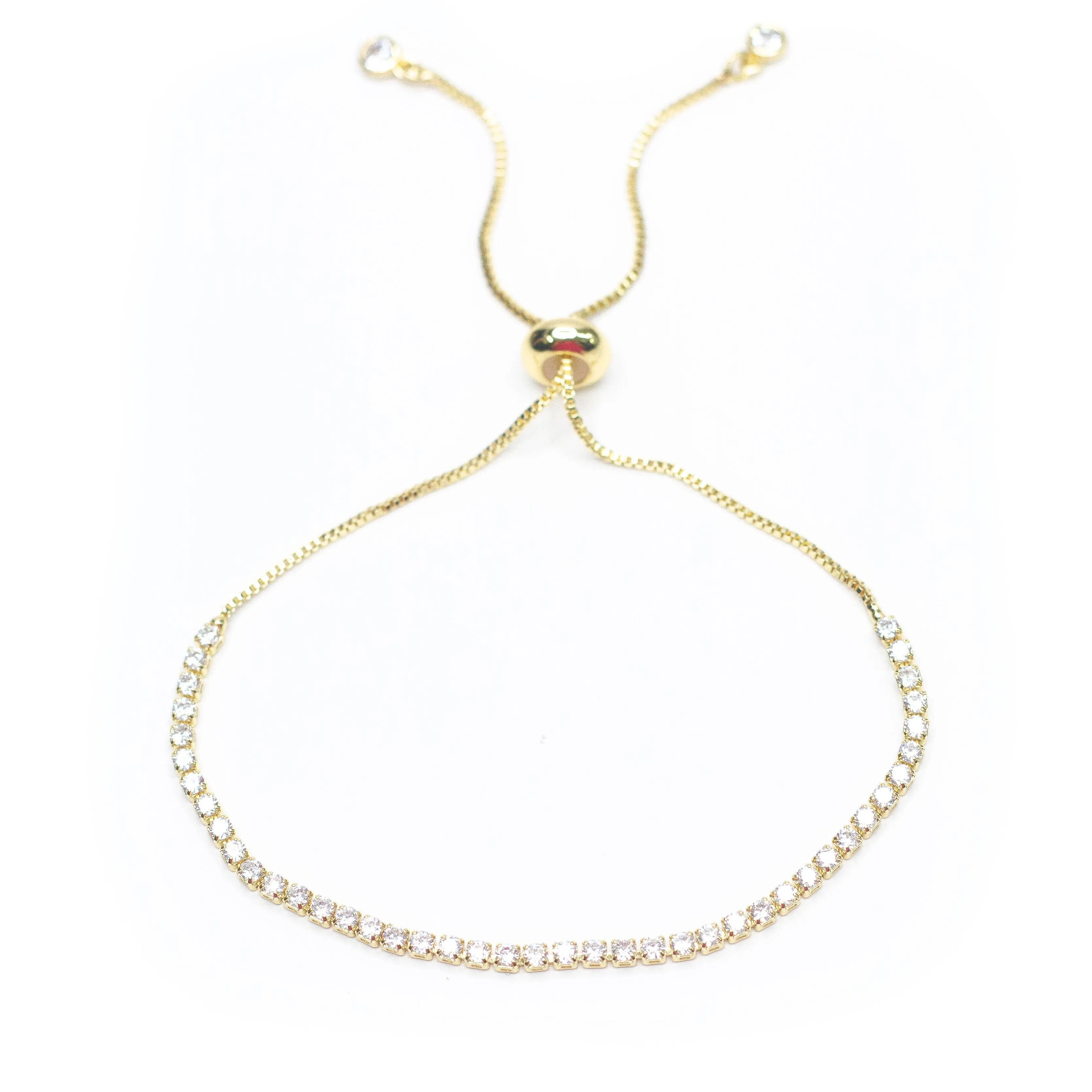Tennis CZ  Pave' Adjustable Bracelet 18K