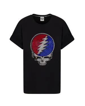 The Original Grateful Dead Rhinestone Stealie T-Shirt - Black