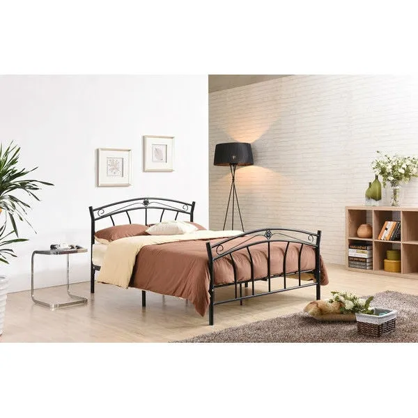Twin size Stylish Black Metal Platform Bed Frame with Headboard and Footboard