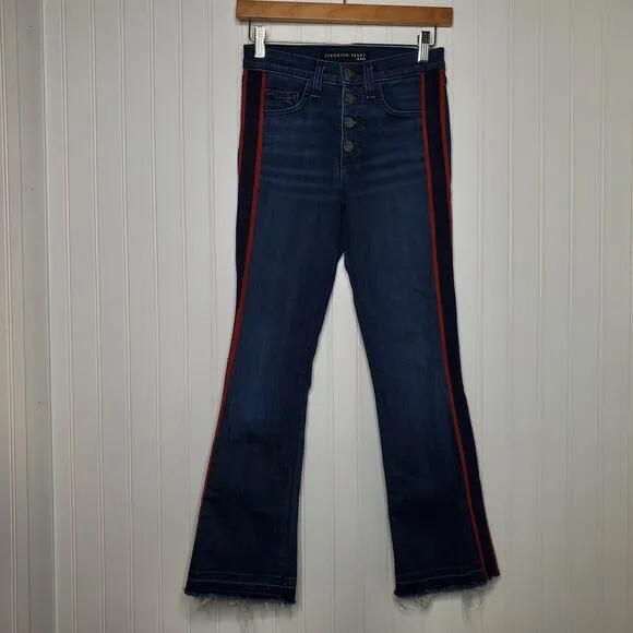 VERONICA BEARD Women's Carolyn 10&quot; Baby Boot Jeans Size 24 Midnight Tux Stripe