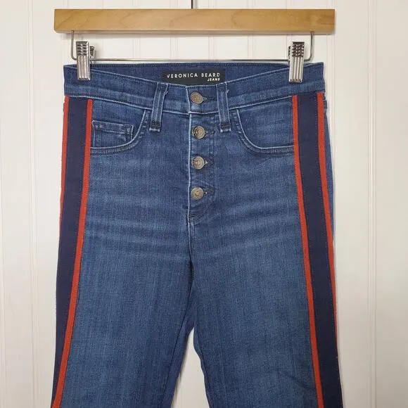 VERONICA BEARD Women's Carolyn 10&quot; Baby Boot Jeans Size 24 Midnight Tux Stripe