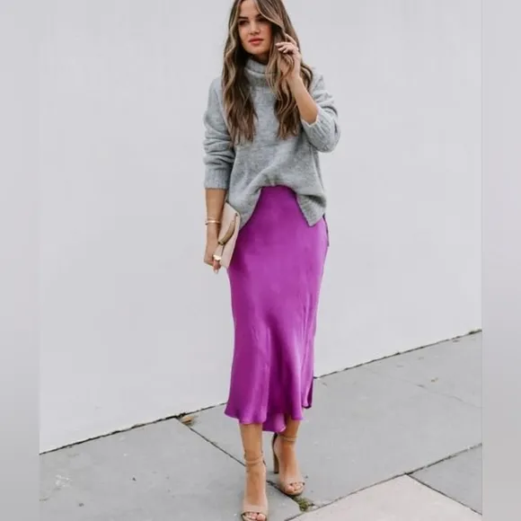 Vici Ecstatic High Low Silk Maxi Skirt - Orchid - Medium
