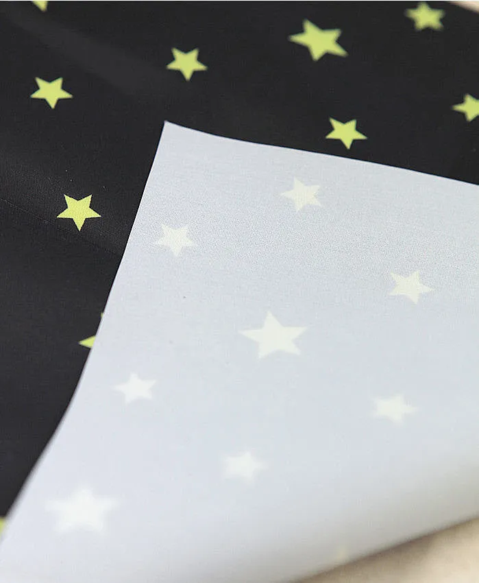 Waterproof Fabric Green Stars on Black By the Yard /59265