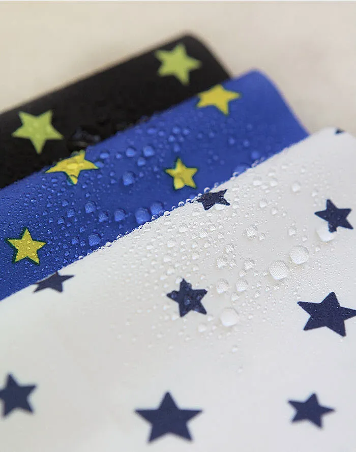 Waterproof Fabric Green Stars on Black By the Yard /59265