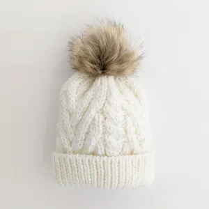 Winter White Pop Pom Beanie