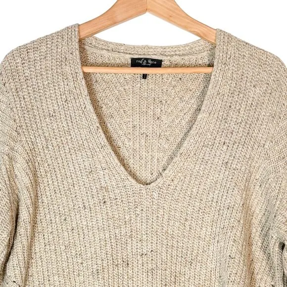 Women's Rag &amp; Bone Eco Donegal V-Neck Sweater, Slouchy Relaxed Grandpacore | M